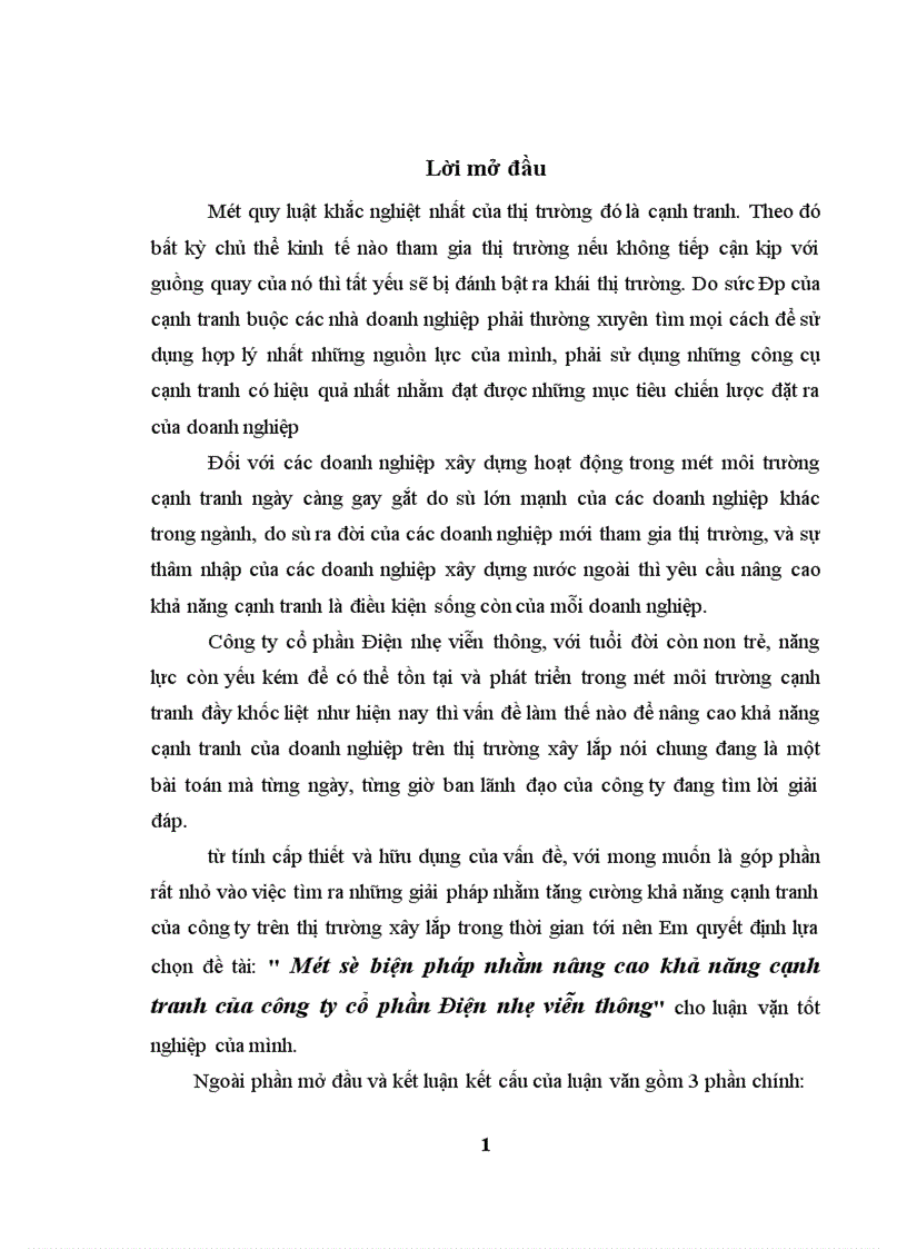 image for page Một số biện pháp nhằm nâng cao khả năng cạnh tranh của công ty cổ phần Điện nhẹ viễn thông 1