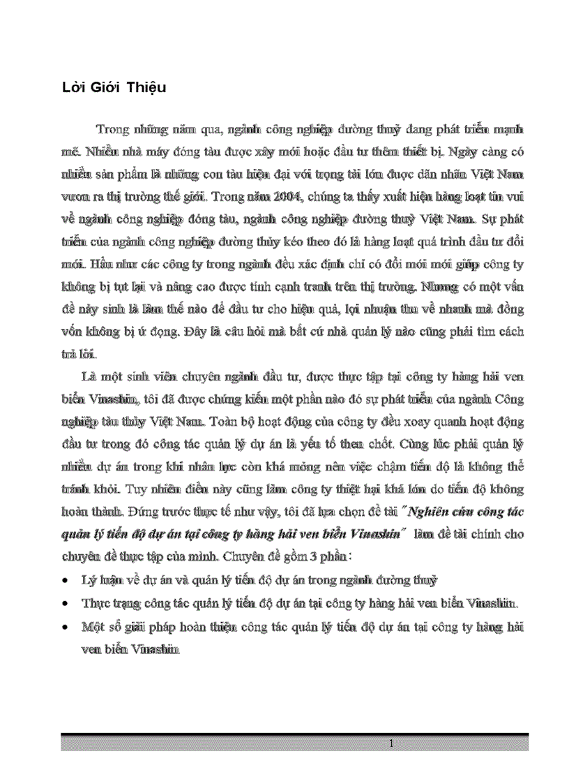 image for page Nghiên cứu công tác quản lý tiến độ dự án tại công ty hàng hải ven biển Vinashin 1