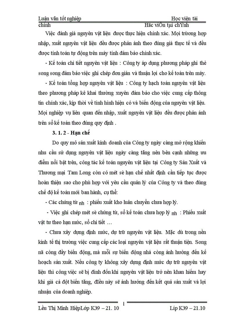 image for page thực trạng tổ chức kế toán NGUYêN VậT LIệU và tình hình cung cấp sử dụng nguyên vật liệu ở Công ty Sản Xuất và Thương mạI Tam Long 1