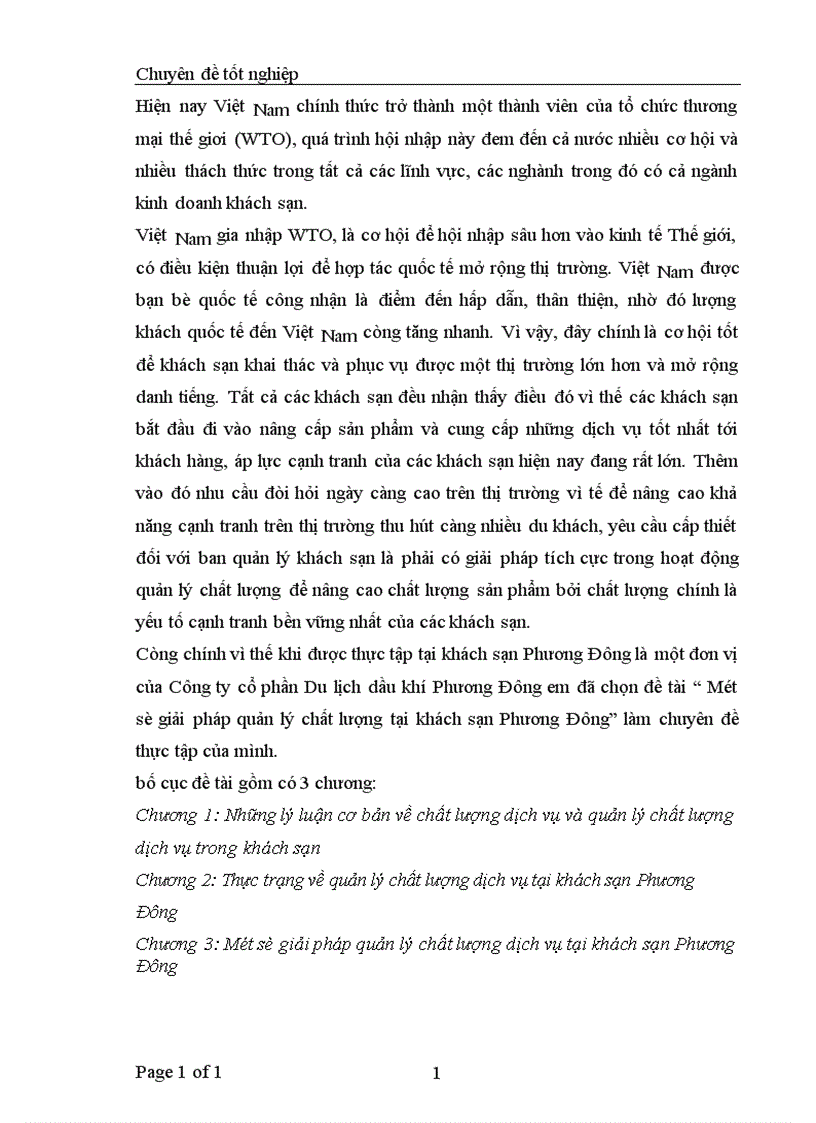 image for page Một số giải pháp quản lý chất lượng tại khách sạn Phương Đông 1