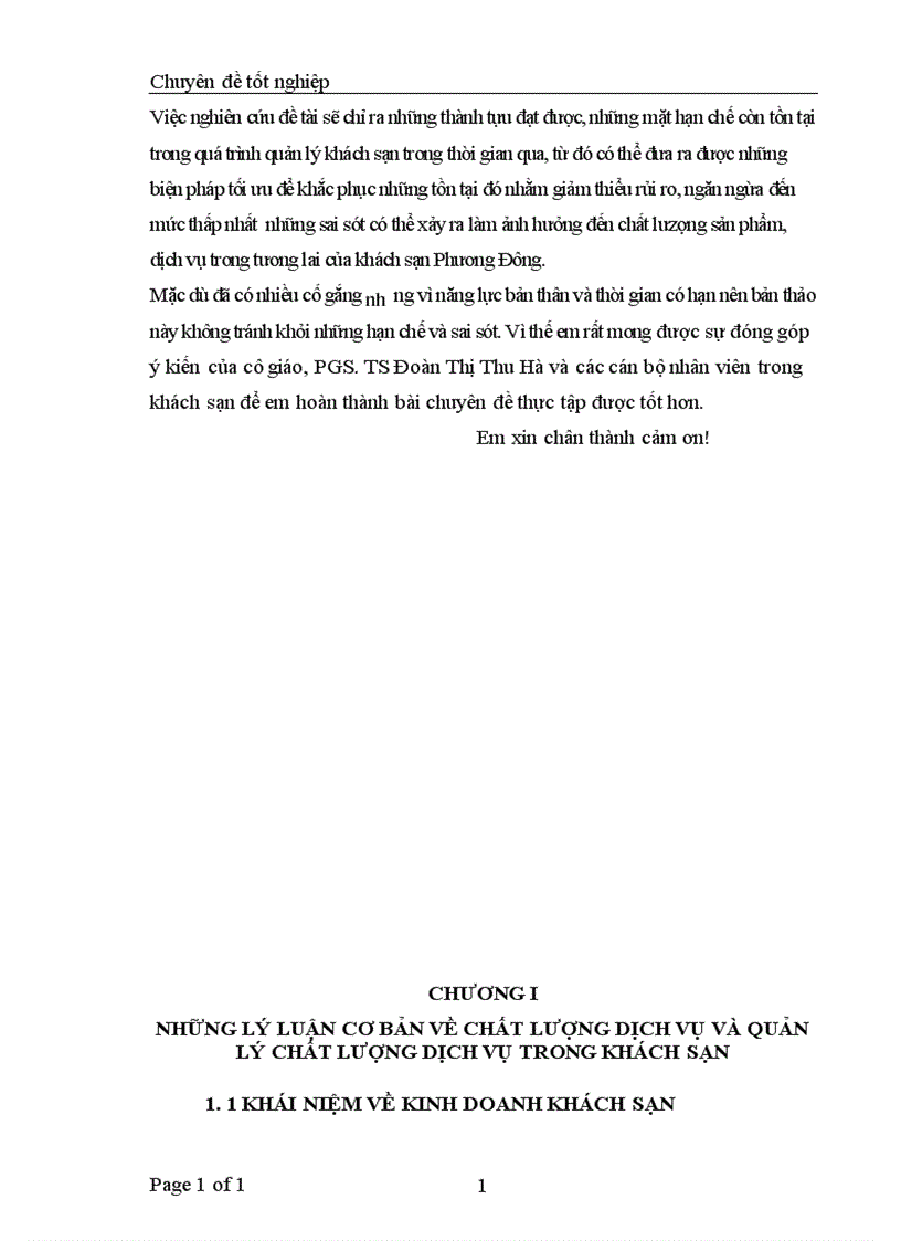 image for page Một số giải pháp quản lý chất lượng tại khách sạn Phương Đông 1