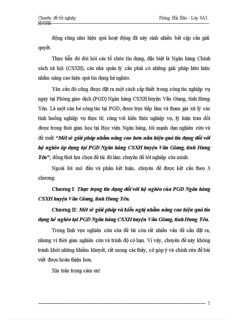 image for page Một số giải pháp nhằm nâng cao hơn nữa hiệu quả tín dụng đối với hộ nghèo áp dụng tại PGD Ngân hàng CSXH huyện Văn Giang tỉnh Hưng Yên