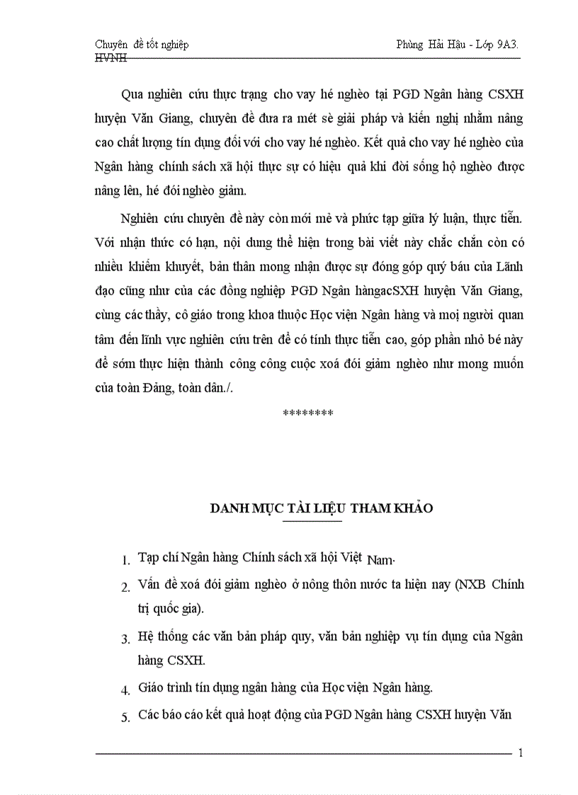 image for page Một số giải pháp nhằm nâng cao hơn nữa hiệu quả tín dụng đối với hộ nghèo áp dụng tại PGD Ngân hàng CSXH huyện Văn Giang tỉnh Hưng Yên