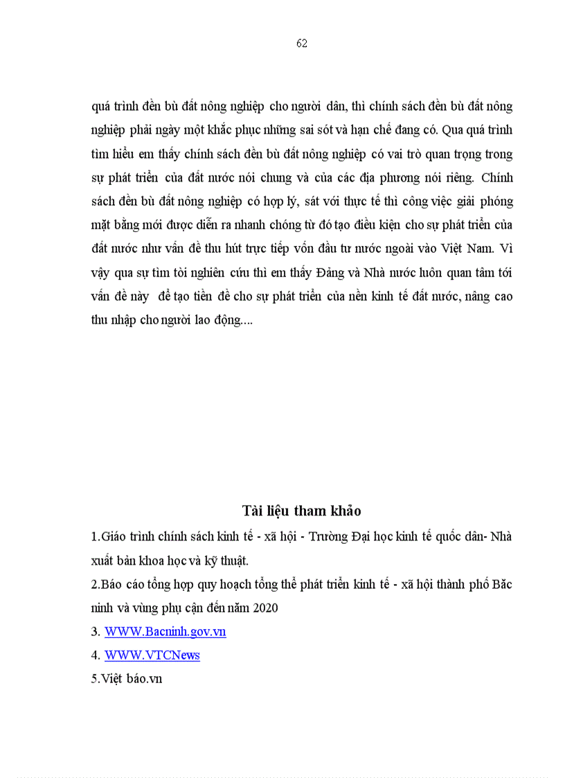 image for page Một số giải pháp hoàn thiện chính sách đền bù đất nông nghiệp trên thành phố Bắc ninh
