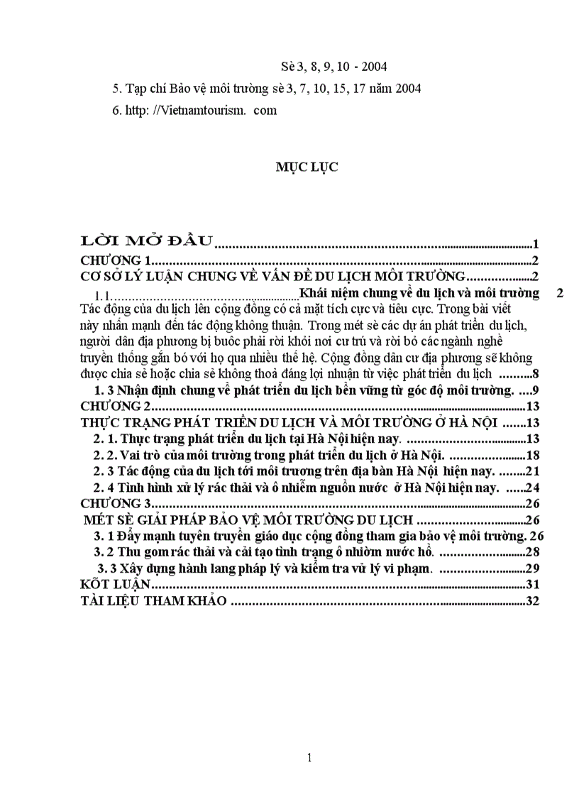 image for page Thực trạng và giải pháp phát triển du lịch và môi trường ở Hà Nội