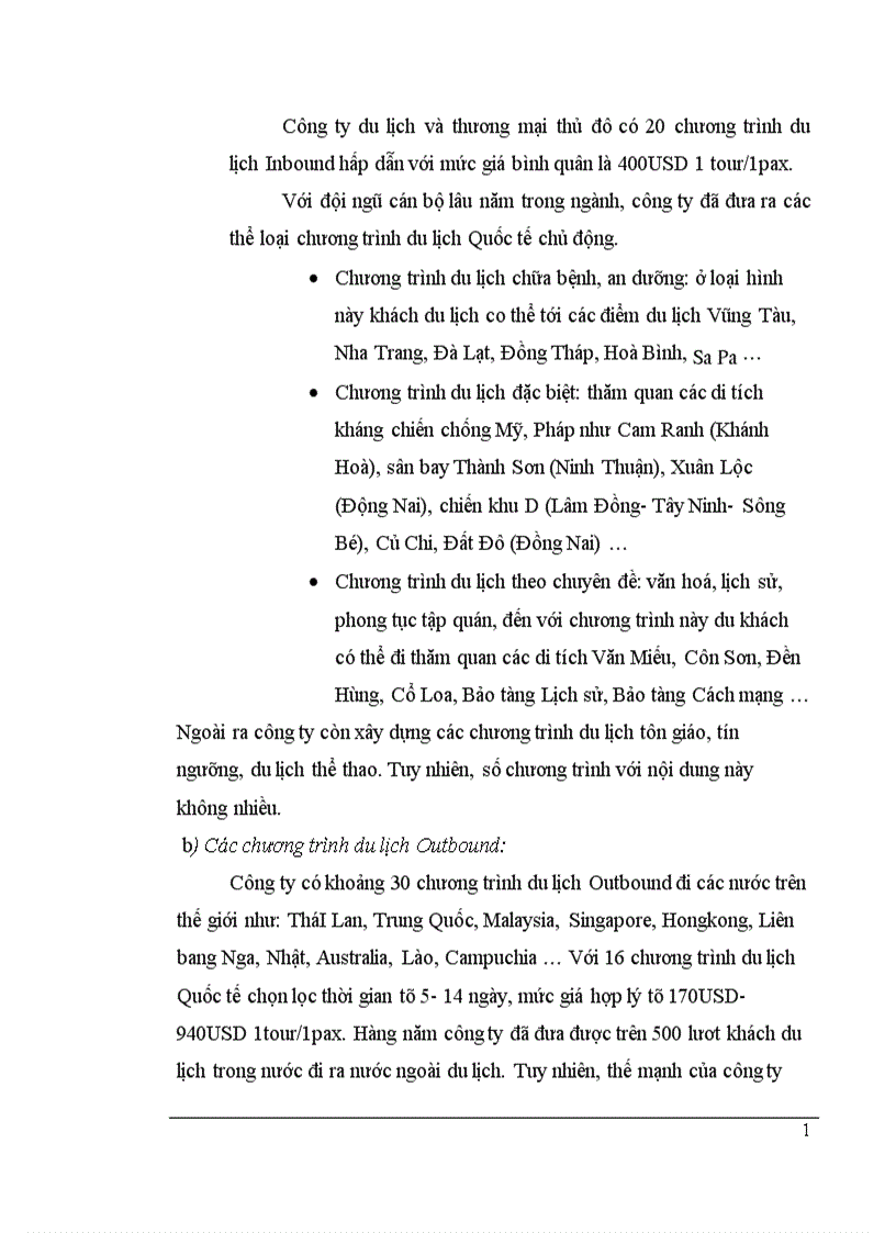 image for page Thực trạng và một số giải pháp nhằm hoàn thiện chính sách sản phẩm tại công ty du lịch và thương mại Thủ Đô