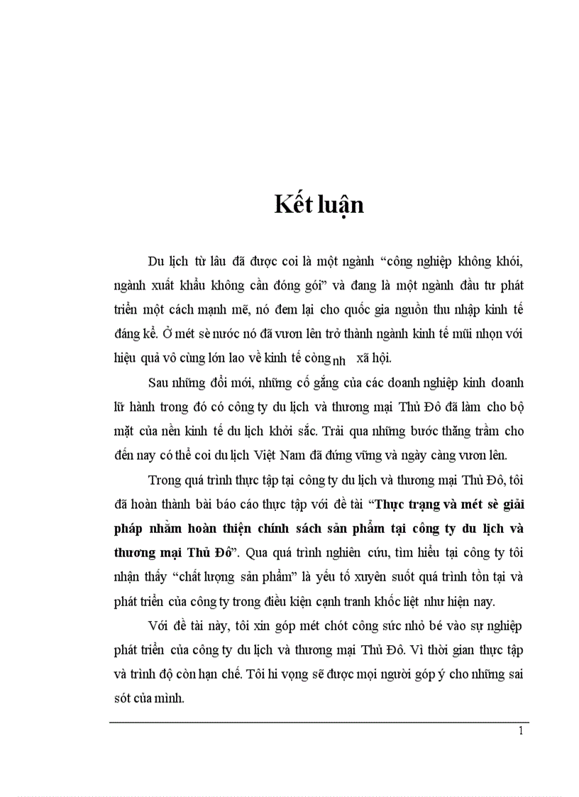 image for page Thực trạng và một số giải pháp nhằm hoàn thiện chính sách sản phẩm tại công ty du lịch và thương mại Thủ Đô