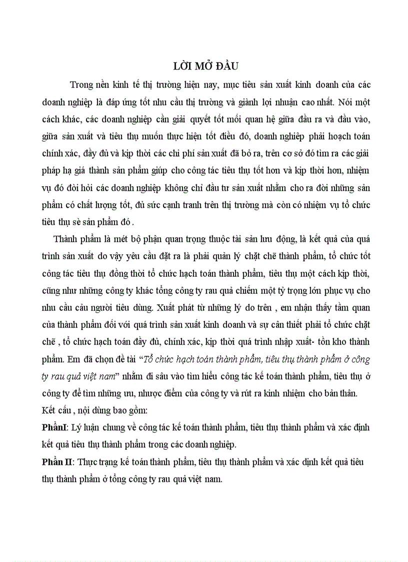 image for page Tổ chức hạch toán thành phẩm tiêu thụ thành phẩm ở công ty rau quả việt nam 1