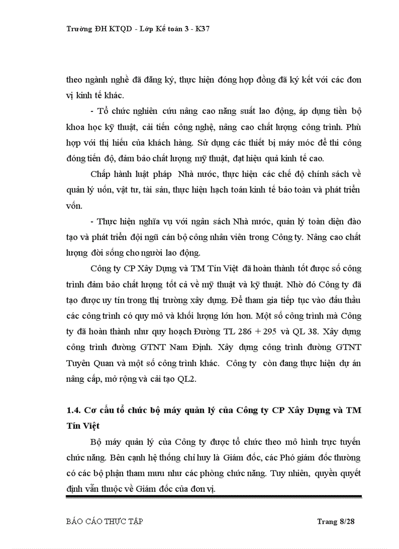image for page Báo cáo thực tập tại Công ty CP Xây Dựng và TM Tín Việt