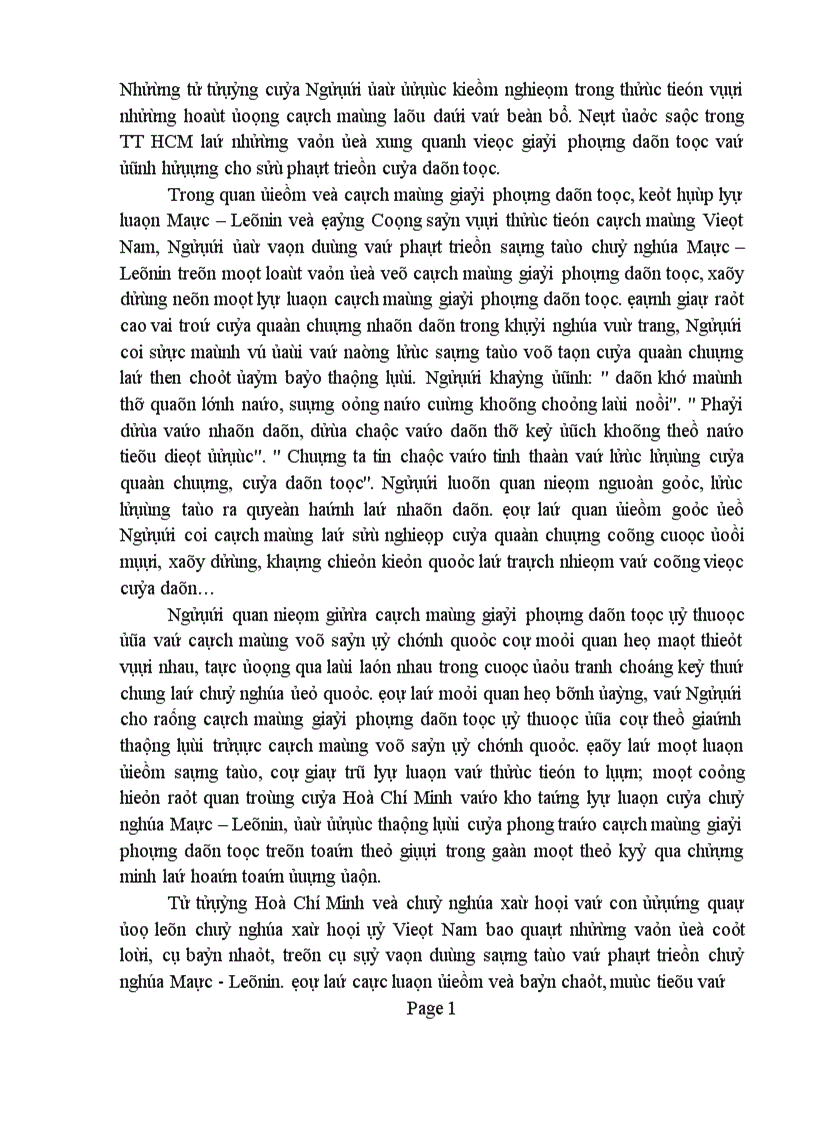image for page Trong diễn văn tại lễ kỷ niệm 105 ngày sinh chủ tịch Hồ Chí Minh có viết Người là hiện thân sáng chói của tư tưởng độc lập dân tộc gắn liền với chủ nghĩa xã hội là mẫu mực của tinh thần dân tộc tự chủ tự lực tự cường đổi mới và sáng tạo Phân tích chứng minh nhận định trên liên hệ với thực tiễn Việt Nam 1