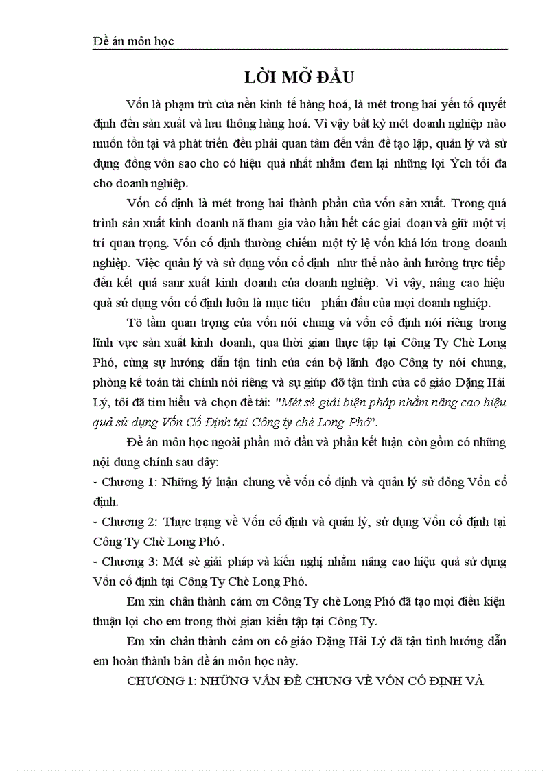 image for page Một số giải biện pháp nhằm nâng cao hiệu quả sử dụng Vốn Cố Định tại Công ty chè Long Phú 1