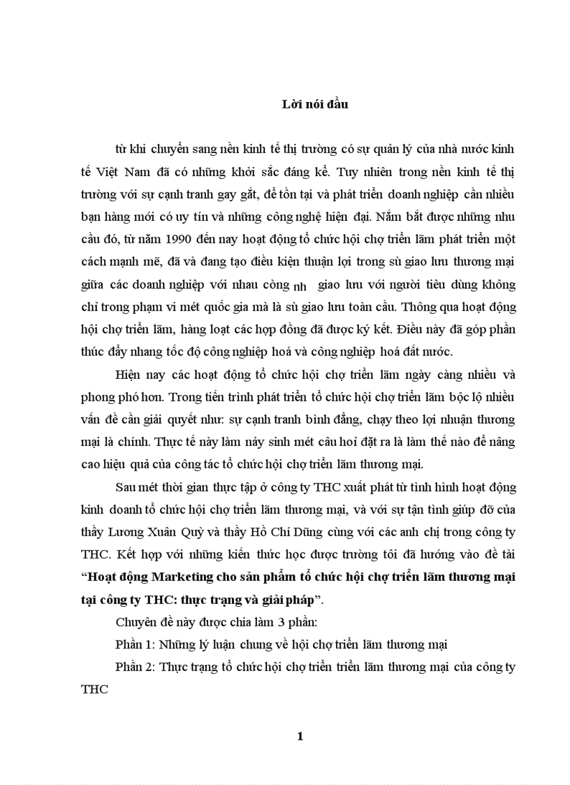 image for page Hoạt động Marketing cho sản phẩm tổ chức hội chợ triển lãm thương mại tại công ty THC thực trạng và giải pháp 1