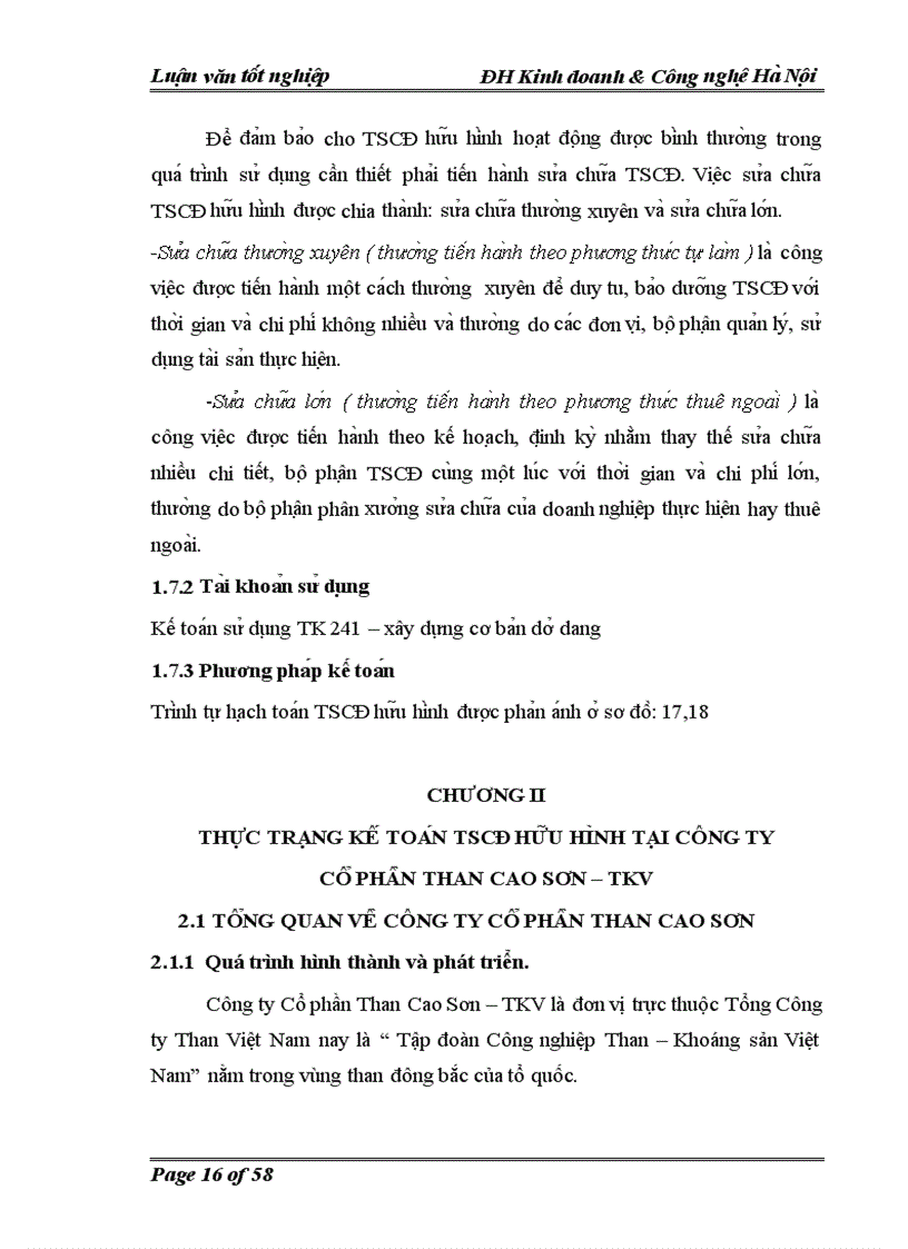 image for page Kê toa n ta i sa n cô đi nh hư u hi nh ta i Công ty Cô phâ n Than Cao Sơn TKV