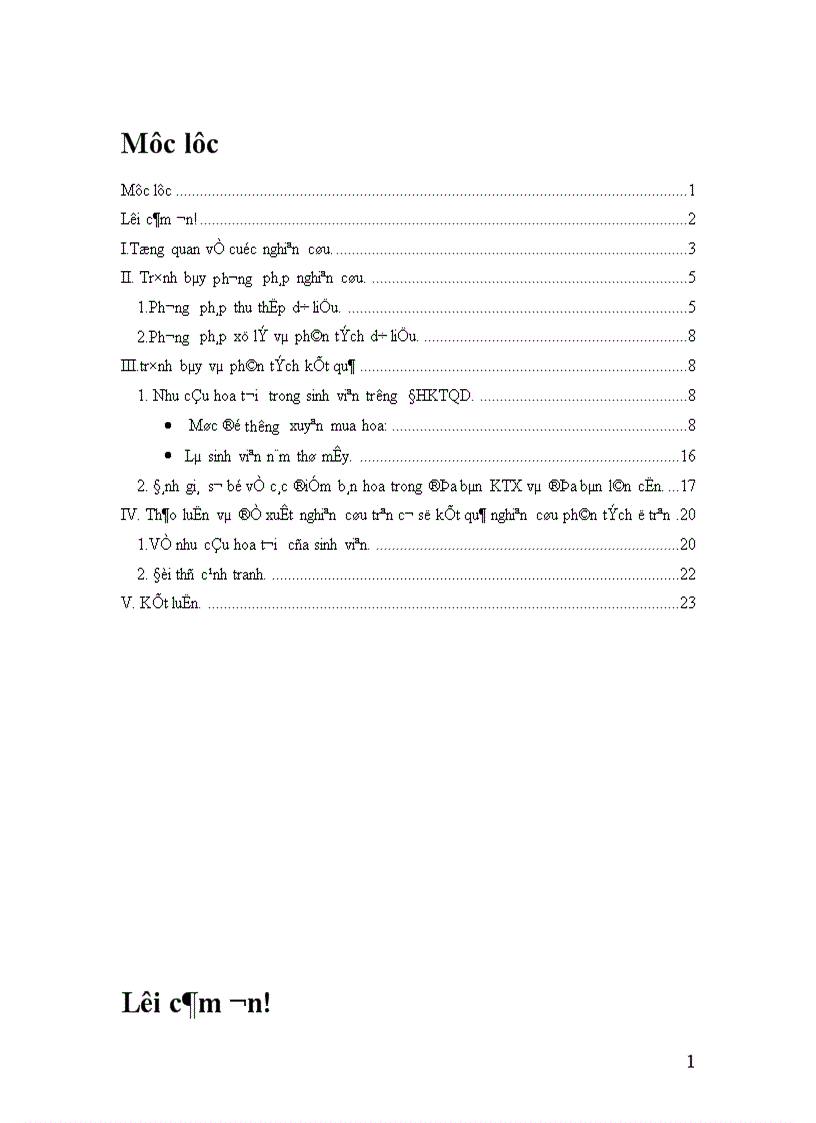 image for page Trình bày và phân tích kết quả Bao gồm kết quả các vấn đề về nhu cầu hoa tươi của sinh viên về các điểm bán hoa trên địa bàn KTX và địa bàn lân cận