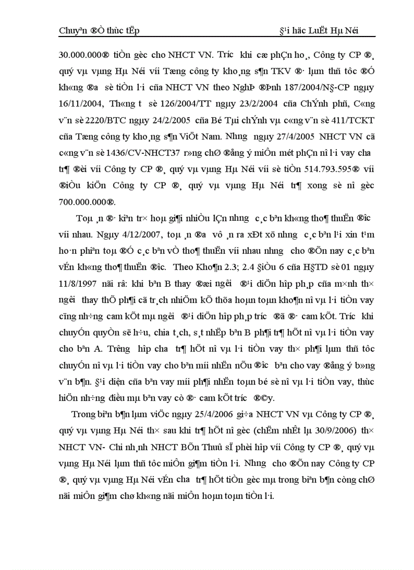 image for page Thực tiễn giải quyết tranh chấp hợp đồng tín dụng tại Toà án nơi thực tập