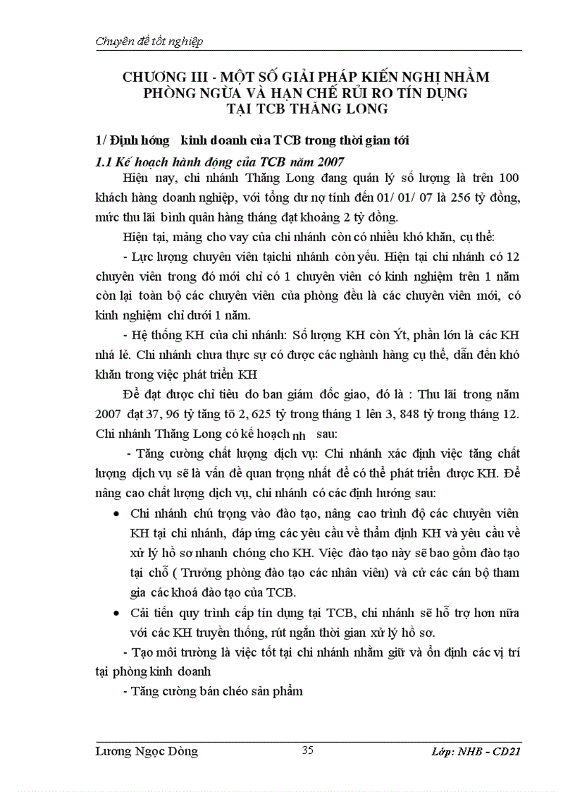 image for page Một số giải pháp hạn chế rủi ro tín dụng tại Ngân hàng Thương mại Cổ phần Kỹ thương Techcombank chi nhánh Thăng long 1