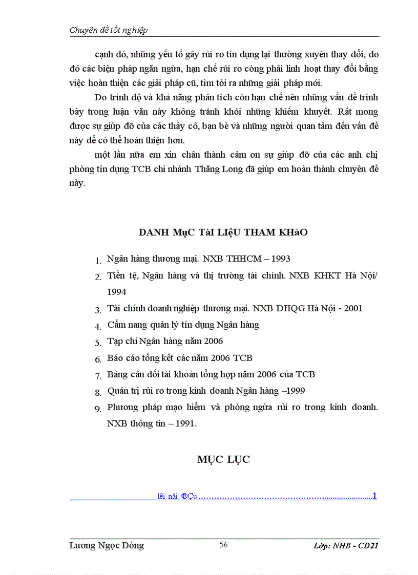 image for page Một số giải pháp hạn chế rủi ro tín dụng tại Ngân hàng Thương mại Cổ phần Kỹ thương Techcombank chi nhánh Thăng long 1