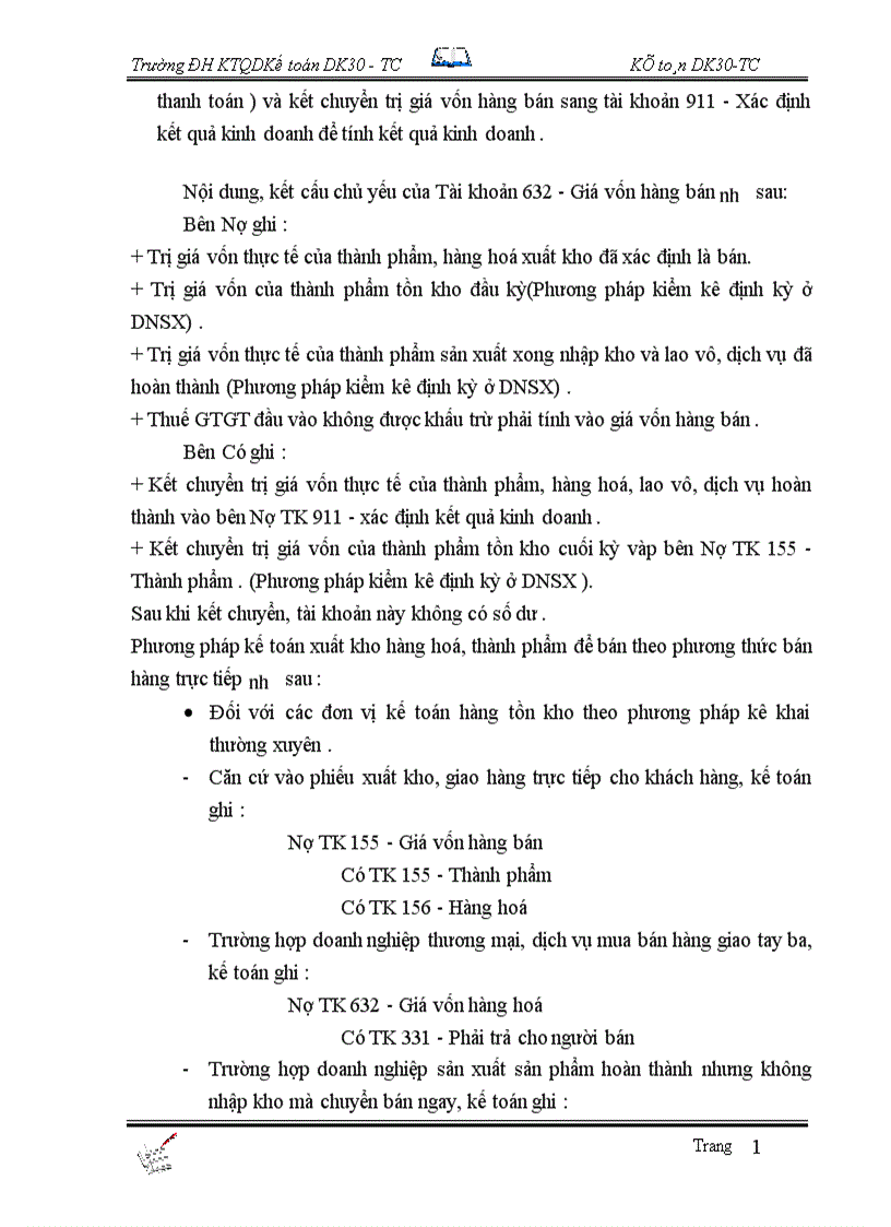 image for page Tổ chức công tác kế toán bán hàng và xác định kết quả tại Công Ty Rượu Đồng xuân 1