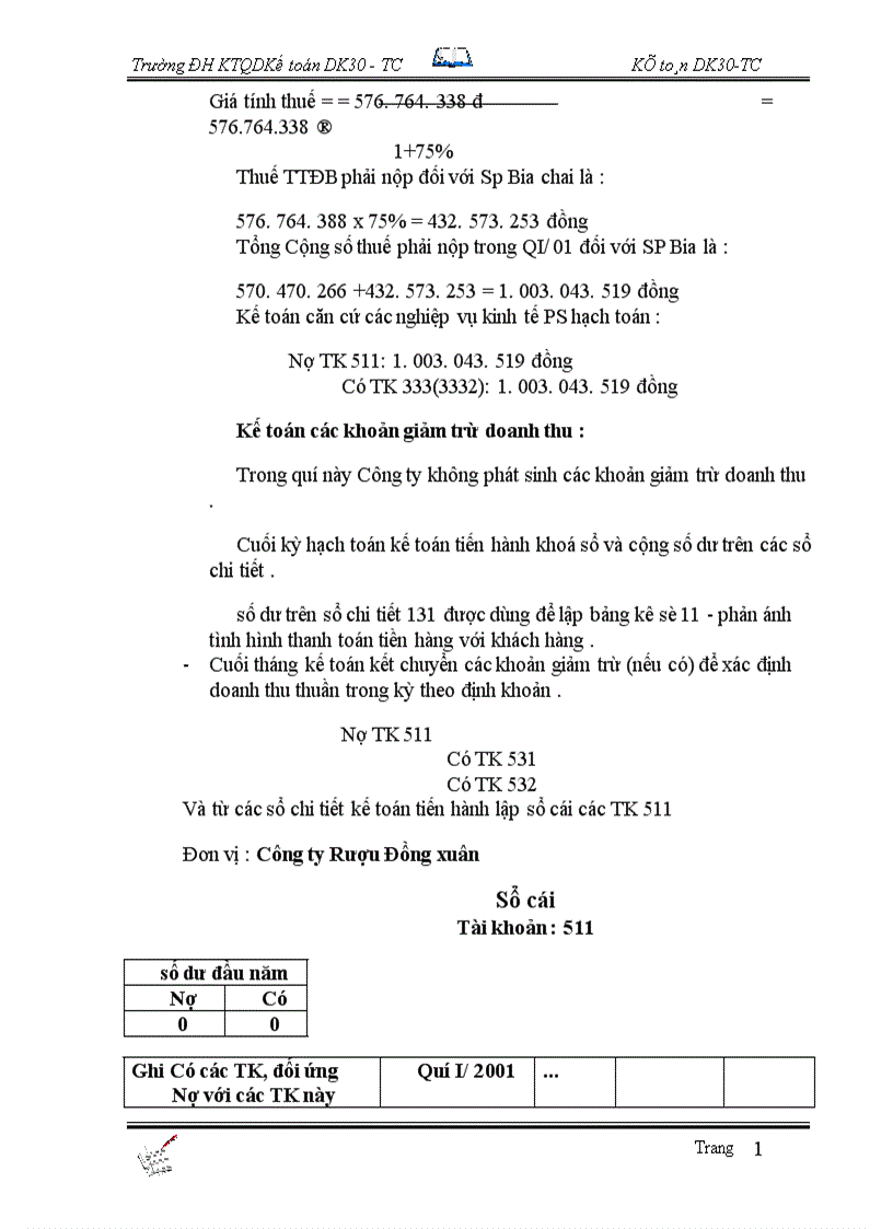 image for page Tổ chức công tác kế toán bán hàng và xác định kết quả tại Công Ty Rượu Đồng xuân 1