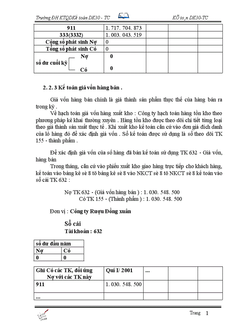 image for page Tổ chức công tác kế toán bán hàng và xác định kết quả tại Công Ty Rượu Đồng xuân 1