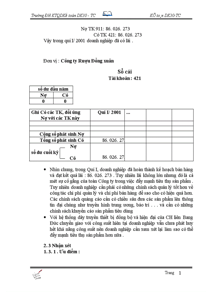 image for page Tổ chức công tác kế toán bán hàng và xác định kết quả tại Công Ty Rượu Đồng xuân 1
