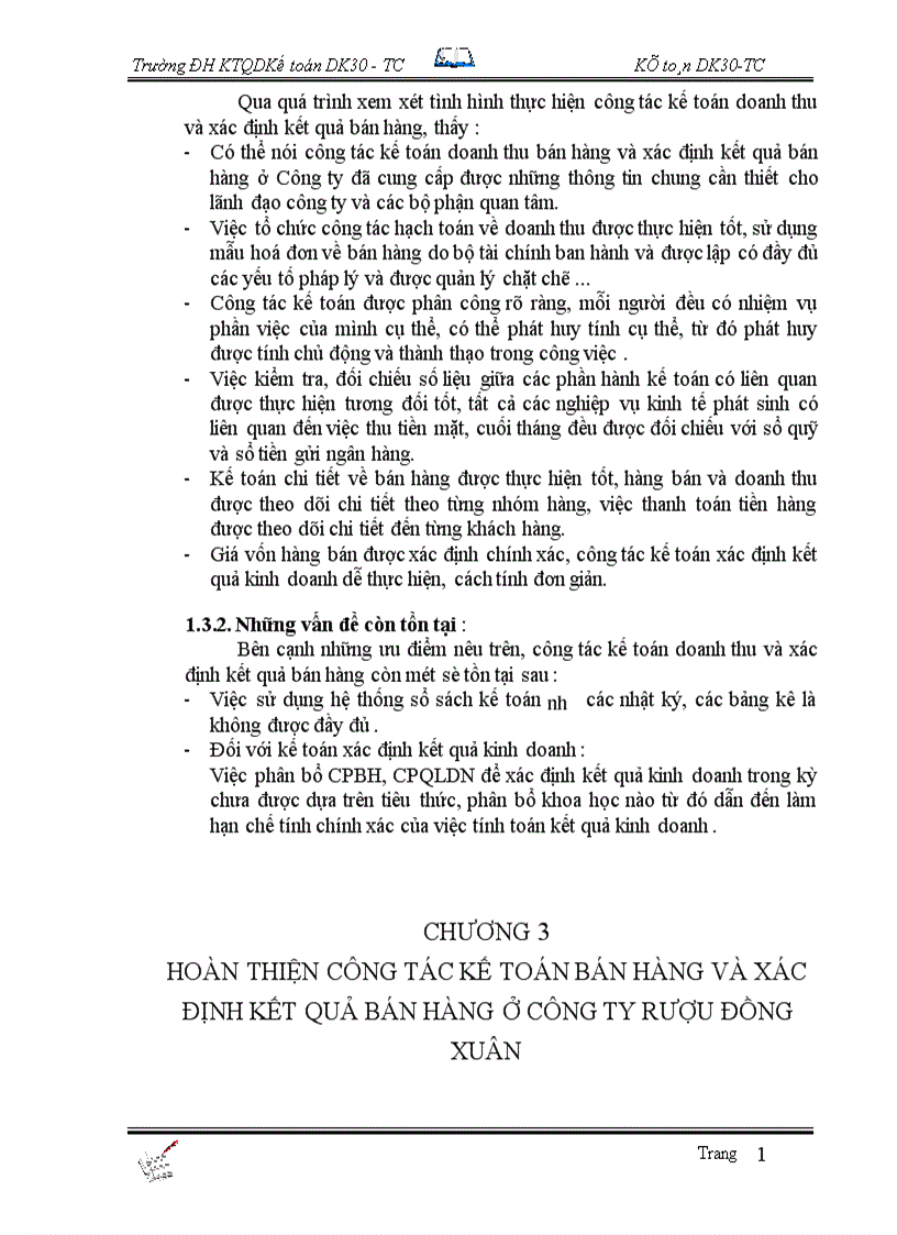 image for page Tổ chức công tác kế toán bán hàng và xác định kết quả tại Công Ty Rượu Đồng xuân 1