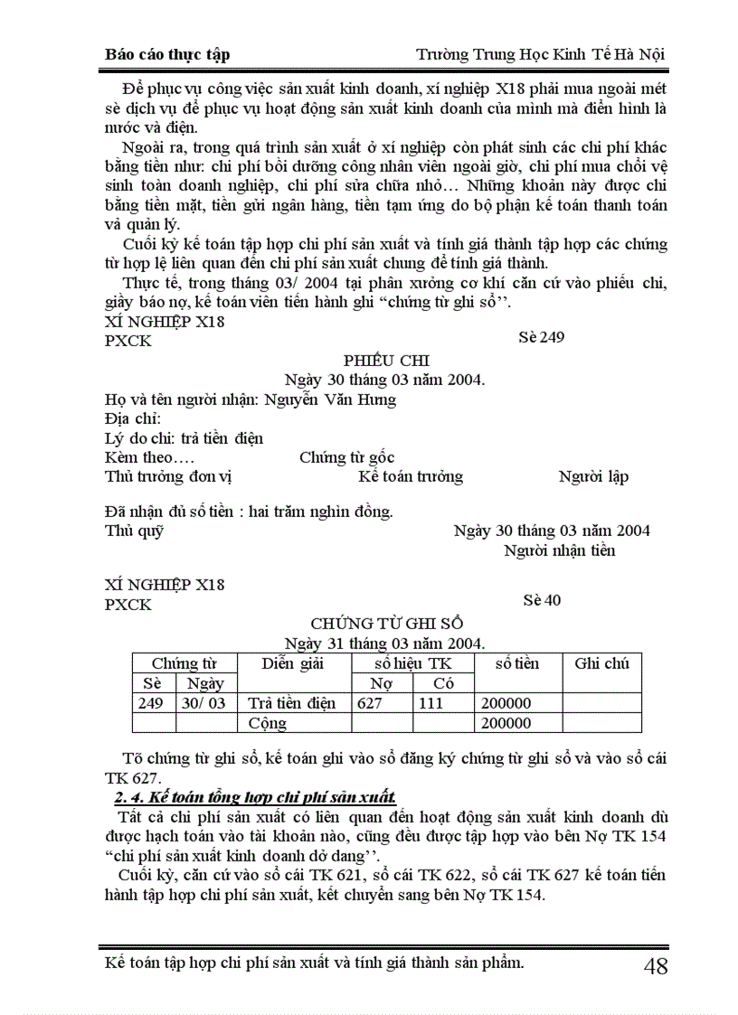 image for page Kế toán chi phí sản xuất và tính giá thành sản phẩm tại xí nghiệp X18 1