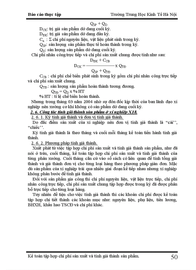 image for page Kế toán chi phí sản xuất và tính giá thành sản phẩm tại xí nghiệp X18 1