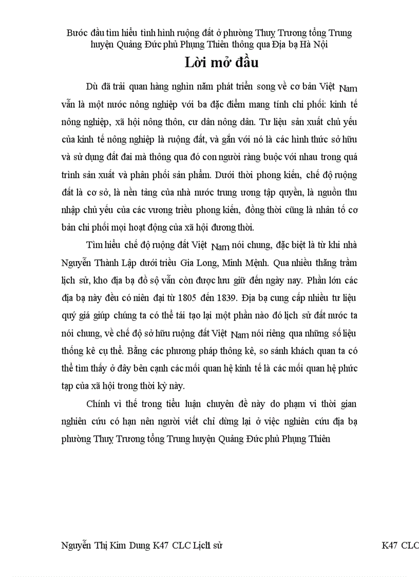 image for page Bước đầu tìm hiểu tình hình ruộng đất ở phường Thuỵ Trương tổng Trung huyện Quảng Đức phủ Phụng Thiên thông qua Địa bạ Hà Nội 1