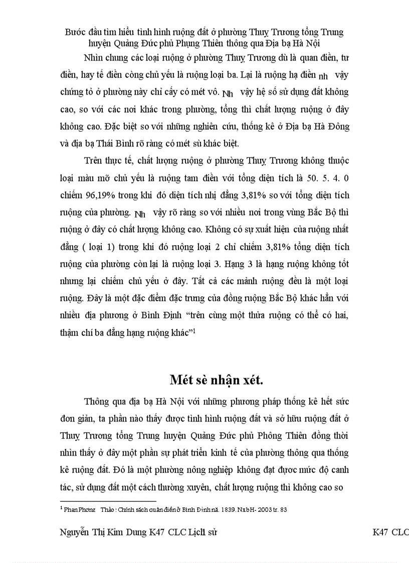 image for page Bước đầu tìm hiểu tình hình ruộng đất ở phường Thuỵ Trương tổng Trung huyện Quảng Đức phủ Phụng Thiên thông qua Địa bạ Hà Nội 1