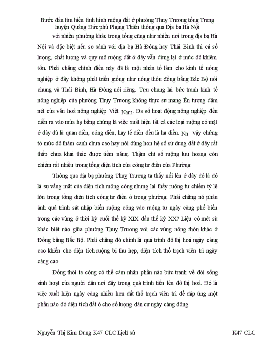 image for page Bước đầu tìm hiểu tình hình ruộng đất ở phường Thuỵ Trương tổng Trung huyện Quảng Đức phủ Phụng Thiên thông qua Địa bạ Hà Nội 1