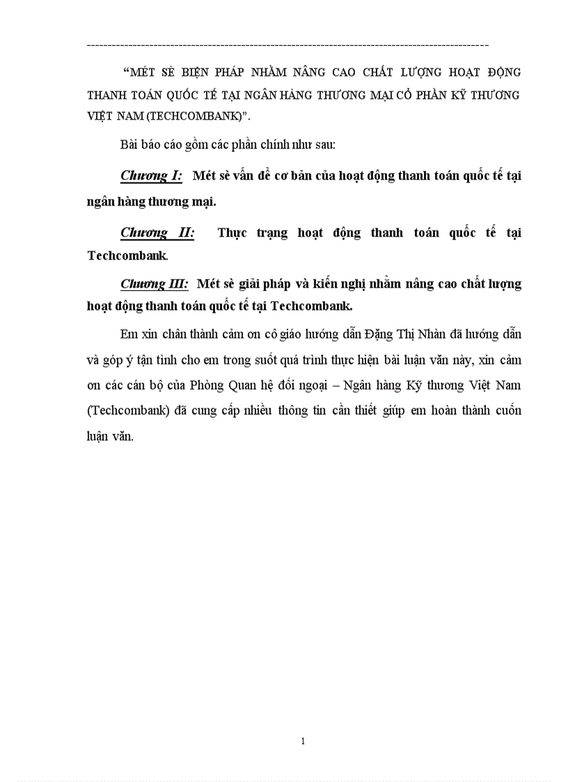 image for page Một số biện pháp nhằm nâng cao chất lượng hoạt động thanh toán quốc tế tại Ngân hàng Thương mại cổ phần Kỹ thương Việt Nam Techcombank 1