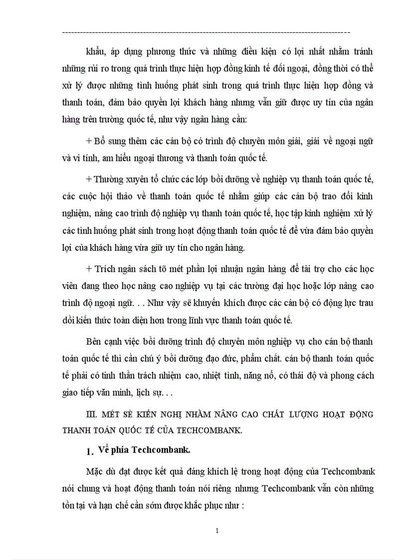 image for page Một số biện pháp nhằm nâng cao chất lượng hoạt động thanh toán quốc tế tại Ngân hàng Thương mại cổ phần Kỹ thương Việt Nam Techcombank 1