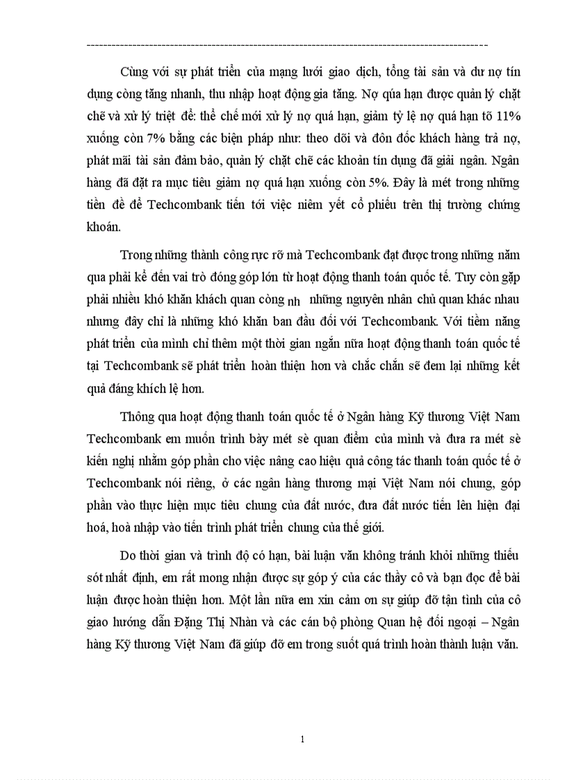 image for page Một số biện pháp nhằm nâng cao chất lượng hoạt động thanh toán quốc tế tại Ngân hàng Thương mại cổ phần Kỹ thương Việt Nam Techcombank 1