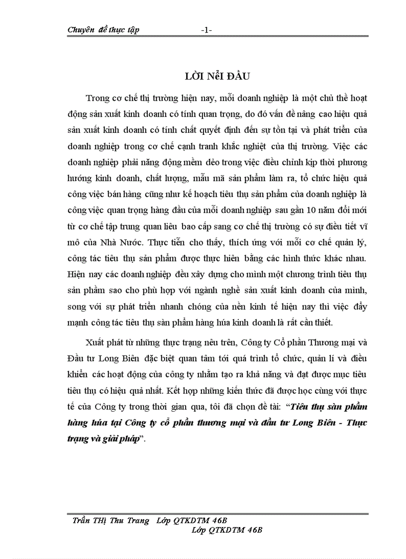 image for page Tiêu thụ sàn phầm hàng hóa tại Công ty cổ phần thương mại và đầu tư Long Biên Thực trạng và giải pháp 1