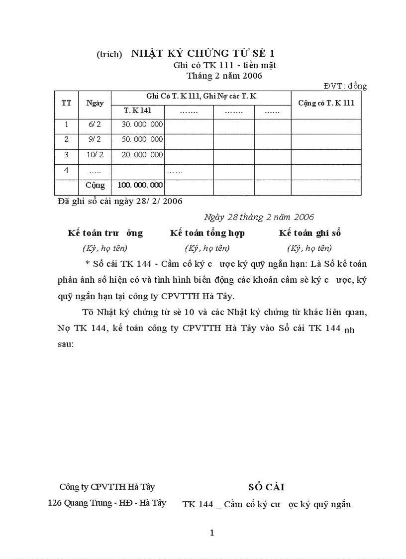image for page Tổ chức công tác kế toán các khoản tạm ứng và các khoản cầm cố ký cược ký quỹ ngắn hạn ở Công Ty CPVTTH Hà Tây 1