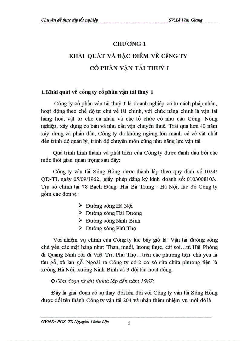 image for page Thực trạng và một số giải pháp phát triển kinh doanh vận tải của Công ty cổ phần vận tải thuỷ 1