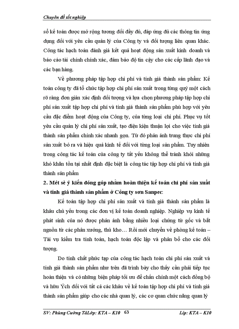 image for page Tổ chức kế toán tập hợp chi phí sản xuất và tính giá thành sản phẩm ở Công ty Sơn SanPec 1