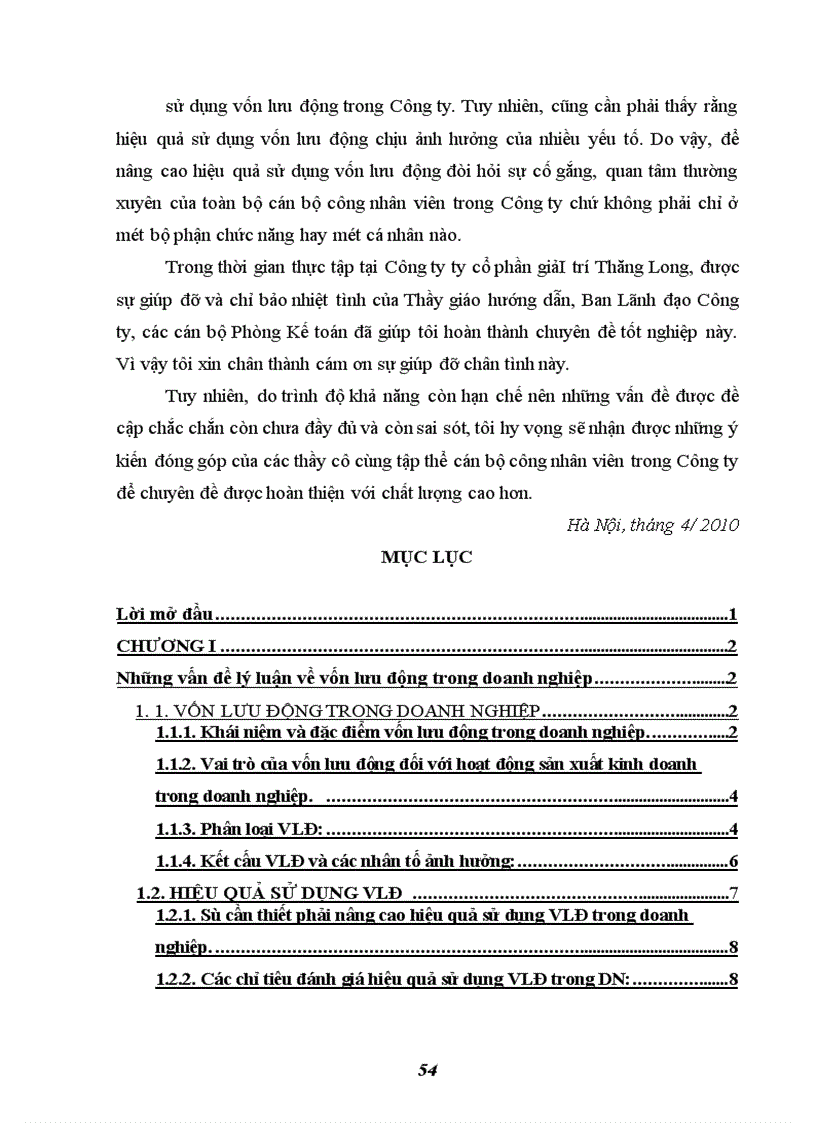 image for page Một số biện pháp nhằm nâng cao hiệu quả sử dụng vốn lưu động ở Công ty Cổ phần giải trí Thăng Long
