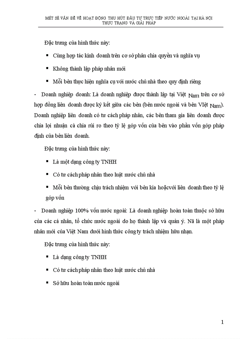 Một số vấn đề về hoạt động thu hút đầu tư trực tiếp nước ngoài tại Thực trạng và giải pháp 1