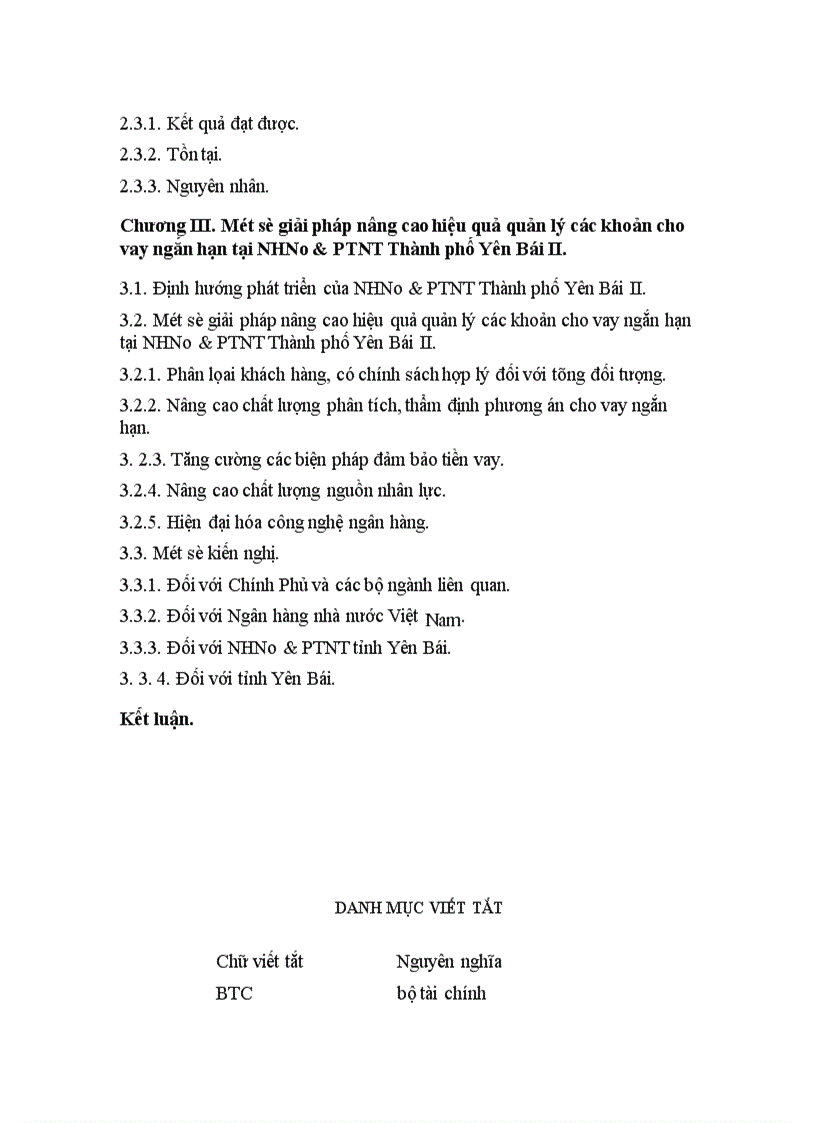 image for page Một số giải pháp nâng cao hiệu quả quản lý các khoản cho vay ngắn hạn tại NHNo PTNT Thành phố Yên Bái