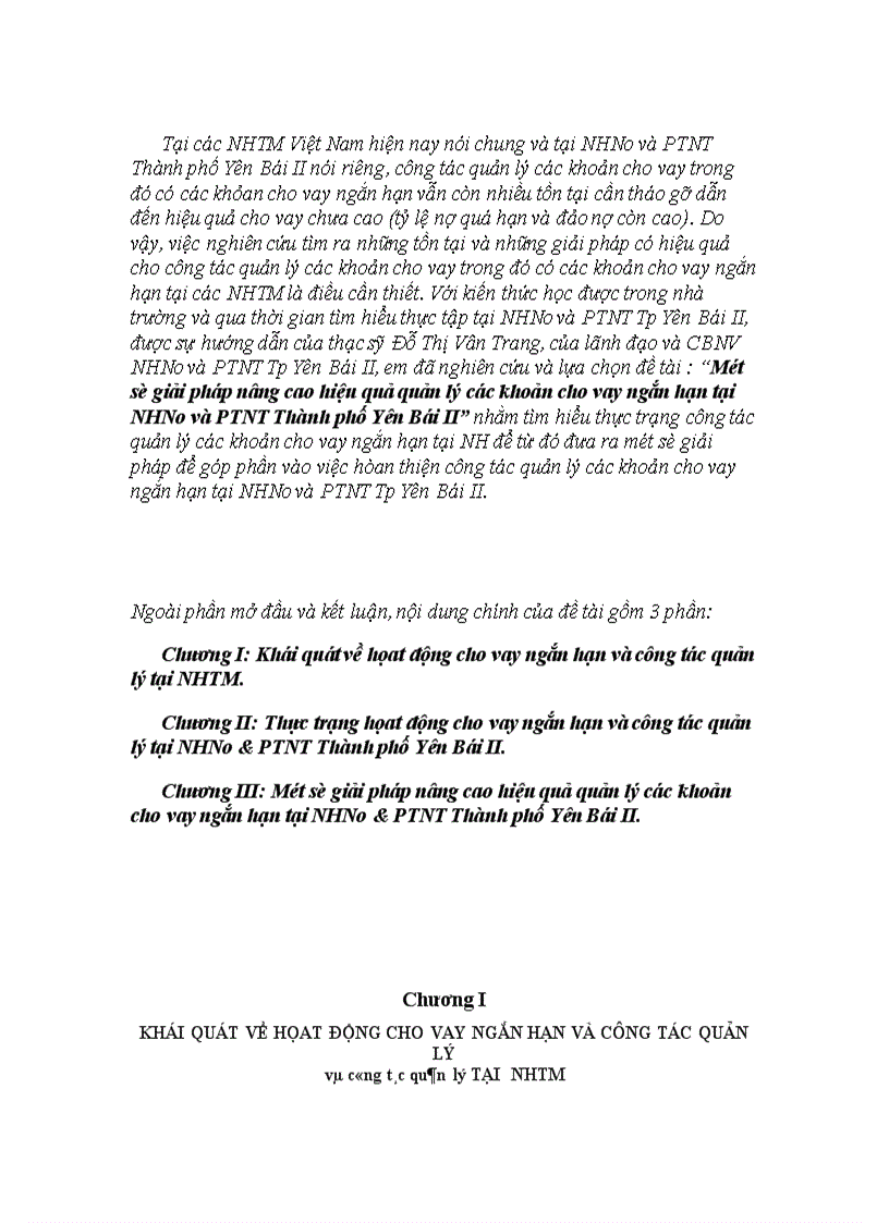 image for page Một số giải pháp nâng cao hiệu quả quản lý các khoản cho vay ngắn hạn tại NHNo PTNT Thành phố Yên Bái