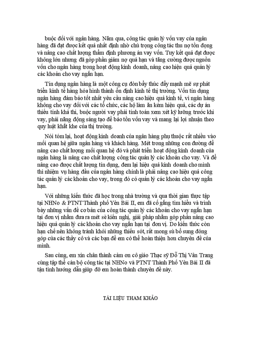 image for page Một số giải pháp nâng cao hiệu quả quản lý các khoản cho vay ngắn hạn tại NHNo PTNT Thành phố Yên Bái