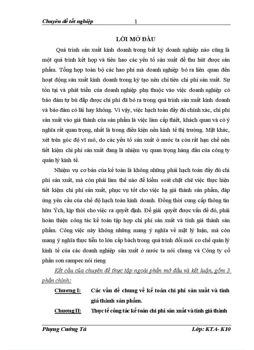 image for page Thực tế công tác kế toán chi phí sản xuất và tính giá thành sản phẩm ở Công ty cổ phần sơn Sampec 1