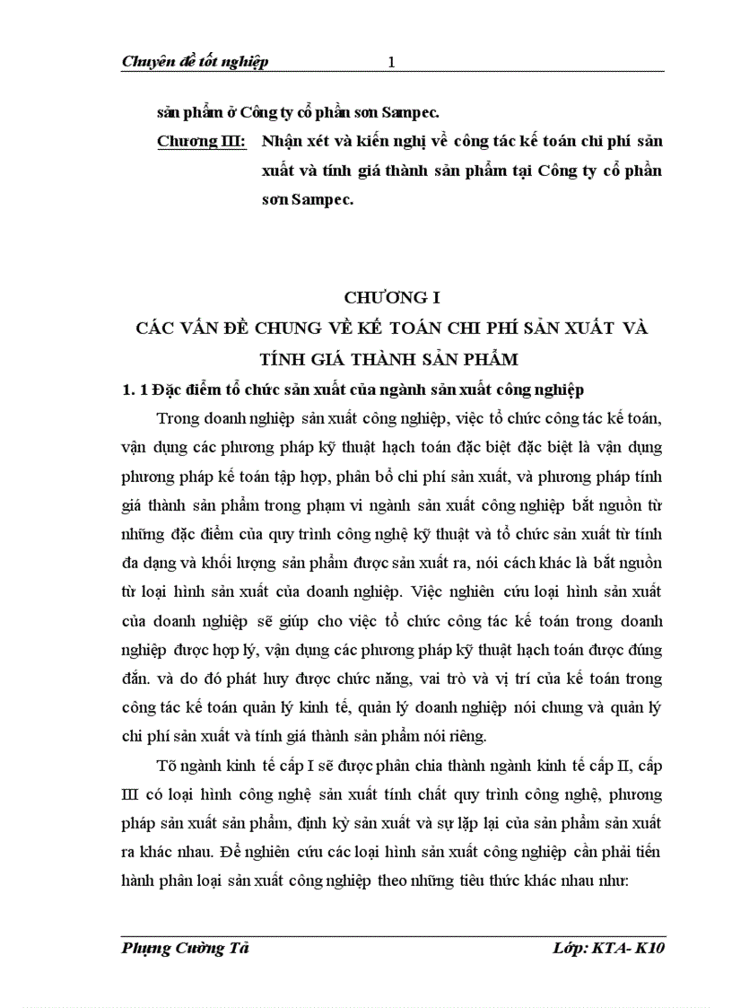 image for page Thực tế công tác kế toán chi phí sản xuất và tính giá thành sản phẩm ở Công ty cổ phần sơn Sampec 1