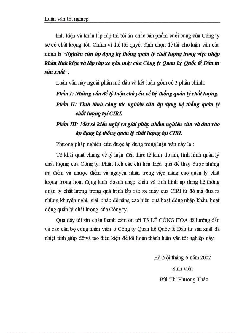 image for page Nghiên cứu áp dụng hệ thống quản lý chất lượng trong việc nhập khẩu linh kiện và lắp ráp xe gắn máy của Công ty Quan hệ Quốc tế Đầu tư sản xuất 1