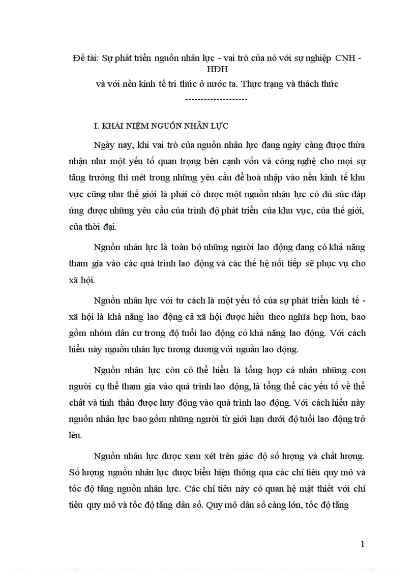 image for page Sự phát triển nguồn nhân lực vai trò của nó với sự nghiệp CNH HĐH và với nền kinh tế tri thức ở nước ta 1