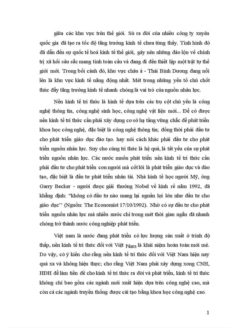image for page Sự phát triển nguồn nhân lực vai trò của nó với sự nghiệp CNH HĐH và với nền kinh tế tri thức ở nước ta 1
