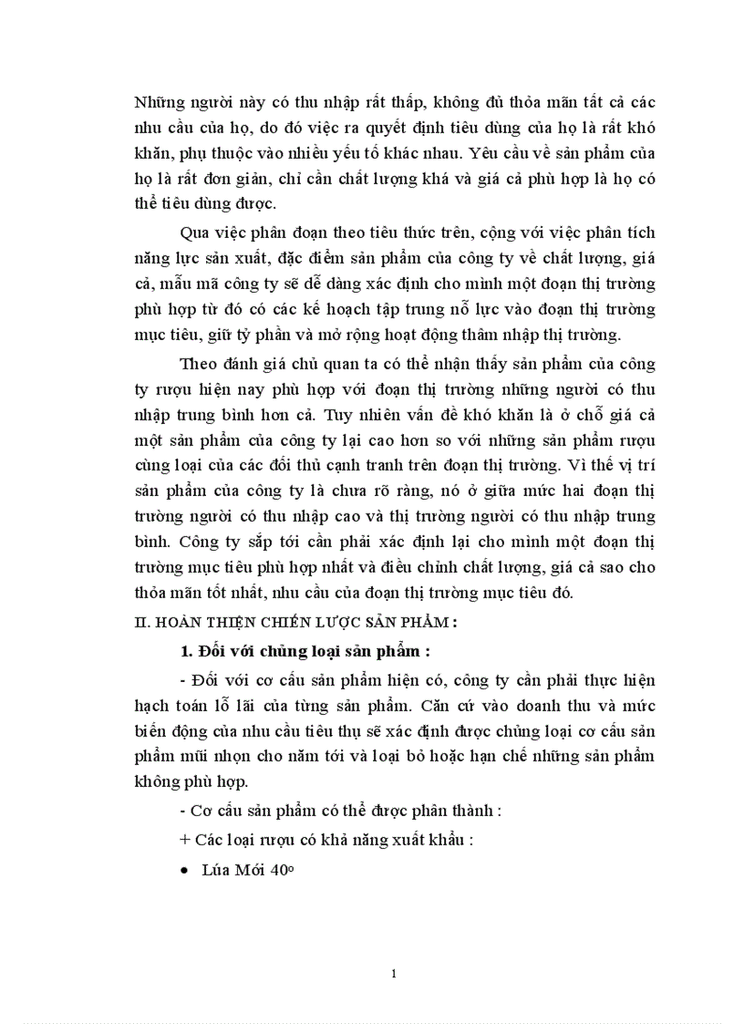 image for page Chiến lược sản phẩm trong hiện trạng hoạt động Marketing của công ty rượu Hà Nội