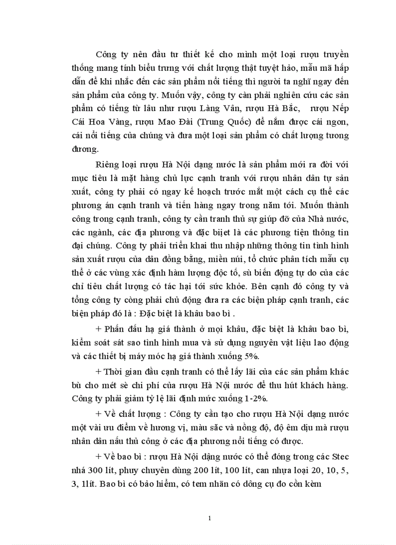 image for page Chiến lược sản phẩm trong hiện trạng hoạt động Marketing của công ty rượu Hà Nội